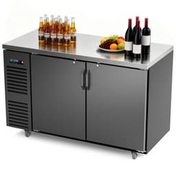 COOLSKI 60 in. W 20.5 cu. ft. Commercial Solid Door Under Back Bar Cooler Refrigerator In Black Stainless Steel | Fridge.com