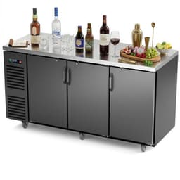 COOLSKI 72 in. W 25.6 cu. ft. Commercial Solid Door Under Back Bar Cooler Refrigerator In Black Stainless Steel | Fridge.com