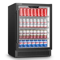 COOLSKI 23.6'' W 180 Cans (12 oz.) 5.3 Cubic Feet Outdoor Rated Beverage Cooler With Glass Door | Fridge.com