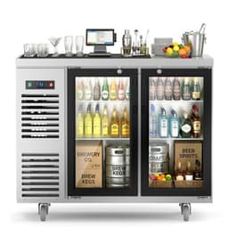 COOLSKI 48 in. W 15.1 cu. ft. Commercial Under Height Back Bar Cooler Refrigerator With Glass Door In Stainless Steel | Fridge.com