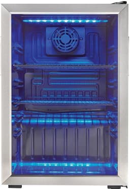 Danby DBC026A1BSSDB 95 Can Beverage Center, 2.6 Cu.Ft Refrigerator for Basement, Dining, Living Room, Drink Cooler Perfect for Beer, Pop, Water, Black/Stainless-Steel | Fridge.com