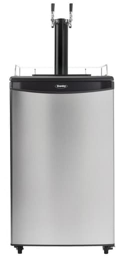 Danby DKC054A1BSL2DB 5.4 Cu.Ft. Double Tap Kegerator, Auto Defrost and Mechanical Thermostat, Keg Cooler with Scratch-Resistant Worktop and Reversible Door Hinge, Steel | Fridge.com
