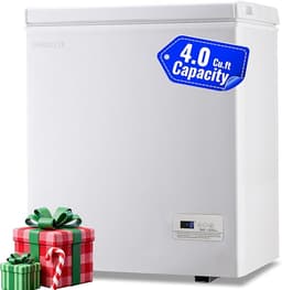 DEMULLER 4.0 Cu.ft Chest Freezer with Electronic Panel, Accurate Temperature Display to 1 ℉, White Deep Freezing Machine with 2 Removable Baskets, Compact Size for Any Space | Fridge.com