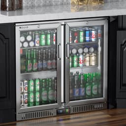 Commercial Undercounter Beverage Refrigerator, 36w Back Bar Cooler With 2 Glass Doors, Bar Beverage Fridge For Beer Soda Wine 8 cu.ft. Capacity Etl | Fridge.com