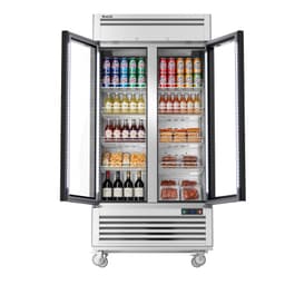40" 33.5 cu. ft. Commercial Display Refrigerator Merchandiser Beverage Cooler - 2 Glass Doors, Stainless Steel | Fridge.com