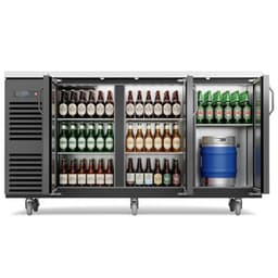 72 in. W 25.6 cu. ft.Under Back Bar Cooler Commercialrefrigerator In Black Stainless Steel | Fridge.com