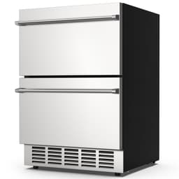 24" Undercounter Double Drawer Beverage Refrigerator, 133 Cans Capacity Cooler With Quiet 38dB Operation | Fridge.com