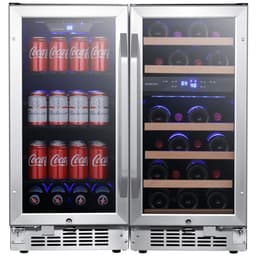 EdgeStar 30'' W Freestanding 80 Cans (12 oz.) 5.3 Cubic Feet Beverage Cooler With Wine Storage And Glass Door | Fridge.com
