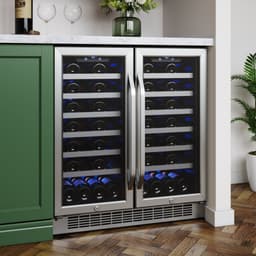 EdgeStar CWR5631FD 30-Inch 56 Bottle Built-In Dual Zone French Door Wine Cooler | Fridge.com