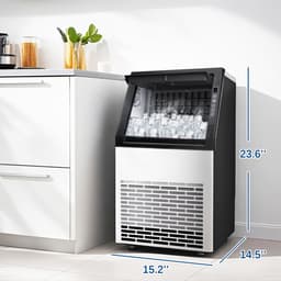 Erivess 100Lbs/24H Commercial Ice Maker, 11Min/36Cubes, 20Lbs Storage Ice Machine With Lcd Display, Self-Cleaning, Adjustable Ice Thickness | Fridge.com