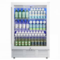 Euhomy 23.5'' W 180 Cans 5 Cubic Feet Beverage Refrigerator - Freestanding/Built-In/Under Counter Cooler With Tempered Glass Door & Reversible Handle, | Fridge.com
