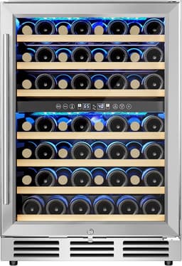 EUHOMY 24 Inch Wine Cooler Refrigerator 54 Bottl-Dual Zone, Built-in or Freestanding Wine Fridge with Glass Door, Wine Refrigerator for Home Bar Kitchen | Fridge.com