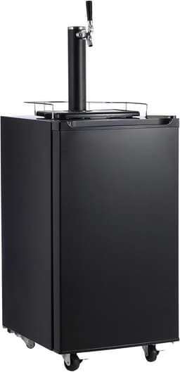 Beer Kegerator, Single Tap Draft Beer Dispenser, Full Size Kegerator and Keg Beer Cooler With Shelves & Drip Tray & 4 Casters, Stainless Steel Keg Dispenser, 32°F- 50°F Temperature Control, 97L | Fridge.com