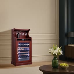 Freestanding Wine Cabinet, Stylish Wine Cooler With Uv-Resistant Glass Door, LED Light & Storage Rack | Fridge.com