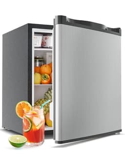 Feelfunn Mini Fridge with Freezer - 1.7 Cu.Ft Single Door Mini Refrigerator with Adjustable Thermostat, Low Noise, Energy Saving, Small Fridge for Bedroom, Apartment, Dorm, Classroom, Office - Silver | Fridge.com