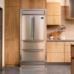 Forno Appliances - Moena 19.2 cu. ft. French Door Counter-Depth Refrigerator With Modern Decorative Grill - Stainless Steel Vcm | Fridge.com