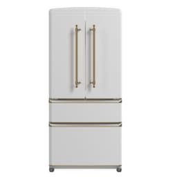 Forno Appliances - 33 in. Wide Luigi 18 cu. ft. Counter-Depth French Door Refrigerator With Antique Brass Handles - White | Fridge.com