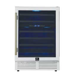 Forno Bacchino 24 Inch Wine Cooler with Antique Brass Handles, 51 Bottle Capacity Beverage Refrigerator with Triple Glass Door and LED Lighting, Built-In or Freestanding - White | Fridge.com