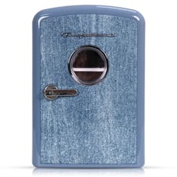 Frigidaire - Retro Mini Personal Fridge Cooler, Holds 9 Cans, Portable- Car, Office, Bedroom, Dorm, Cabin, Light Denim - Custom Panel Ready | Fridge.com
