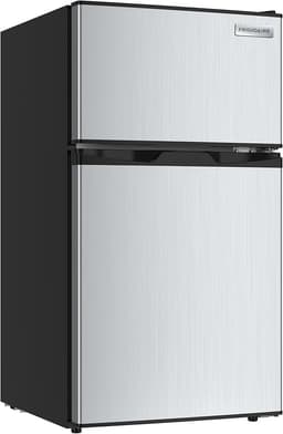 FRIGIDAIRE 3.2 Cu Ft Double Door Top Freezer Refrigerator, Stainless | Fridge.com