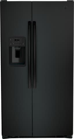 GE® Energy Star® 25.3 cu. ft. Side-By-Side Refrigerator In Black Size 69.625 H X 35.75 W X 34.75 D | GSE25GGPBB | Fridge.com