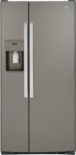 GE® 23.0 cu. ft. Side-By-Side Refrigerator In Slate Size 69.625 H X 32.75 W X 34.75 D | GSS23GMPES | Stainless Steel | Fridge.com