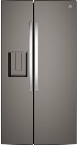 GE® 27.9 cu. ft. Side-By-Side Refrigerator With Extra Tall Dispenser And In-Door Icemaker In Slate | GSS28NMYES | Stainless Steel | Fridge.com