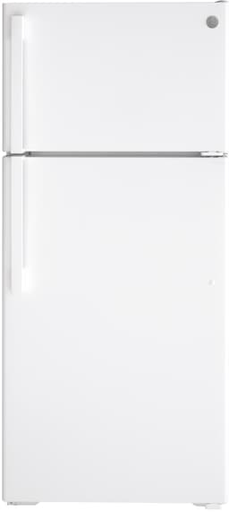 GTE17DTNRWW 28" Energy Star Qualified Top Freezer Refrigerator with 16.63 cu. ft. Capacity; LED Lighting; Adjustable Wire Shelves and Upfront Temperature Controls in White | Fridge.com