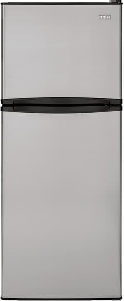 Haier - 24 in. Wide 9.8 cu. ft. Top-Freezer Refrigerator With Adjustable Spill Proof Glass Shelves - Stainless Steel | Fridge.com