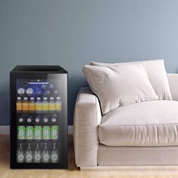 Havato 26-Bottle Wine & Beverage Cooler - 3.1 cu. ft, Freestanding, Clear Glass Door, Black, For Home/Office/Bar | Fridge.com