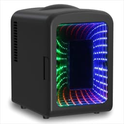 Light Up Your Space With Retro Style 4L/6-Can Portable Mini Fridge, Ideal For Skincare, Cold Drinks & Gaming Sessions, Ac/Dc Powered, Sleek Black | Fridge.com