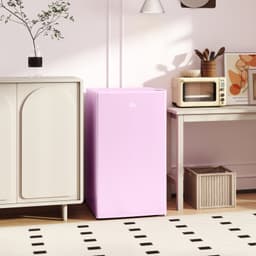 HOMCOM - 3.2CuFt Energy Star Mini Fridge Freezer, Compact Single Door W/Reversible Hinge - Pink | Fridge.com