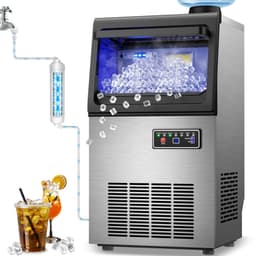 Commercial Clear Ice Maker, 60 lbs/24H With 25 lbs Storage Bin, Stainless Steel Undercounter Gourmet Ice Machine With Slowmelting Crystal Ice For Off | Fridge.com