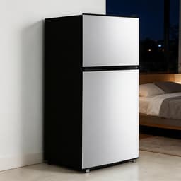 Double Door Small Refrigerator With Freezer 3.5 cu.ft Mini Fridge With 7 Level Adjustable Thermostat Removable Shelves | Fridge.com