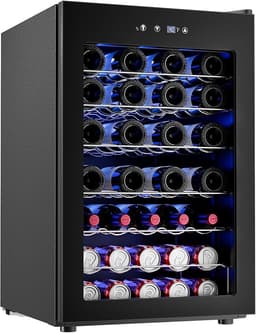 Icyglee 4.5 CU.FT Wine Cooler Refrigerator, Small Freestanding Wine Fridge for Red, White and Champagne, Mini Fridge with Adjust Temperature, Black | Fridge.com