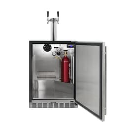 Kegco Kegerator 24" Wide Dual Tap Black/Stainless Steel Undercounter Beer Dispenser HK38BSU-2 | Fridge.com