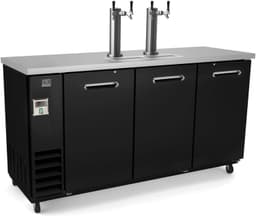 Kelvinator KCHBBD3D2T 73" Kegerator Beer Dispenser Draft Direct Draw for Restaurant Bar | (3) 1/2 Barrel Keg, 20.8 Cu Ft Capacity | (2) Single Faucet Tower, Black, Stainless Steel Top, 115v (33-41°F) | Fridge.com