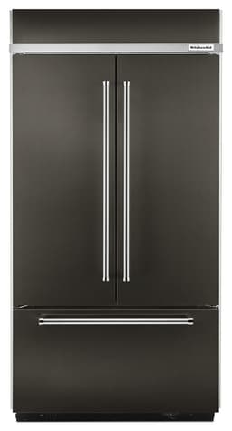KitchenAid 24.2 Cu. Ft. 42" Width Built-In Stainless French Door Refrigerator w/ Platinum Interior Design in Black Steel KBFN502EBS | Fridge.com