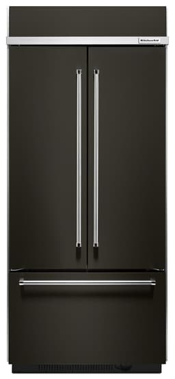 KitchenAid 20.8 Cu. Ft. 36" Width Built In Stainless Steel French Door Refrigerator w/ Platinum Interior Design in Black KBFN506EBS | Fridge.com