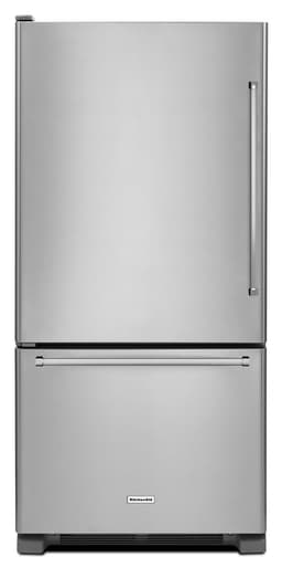 KitchenAid 22 Cu. Ft. 33 in. Width Full Depth Non Dispense Bottom Mount Refrigerator in Steel KRBL102ESS | Fridge.com