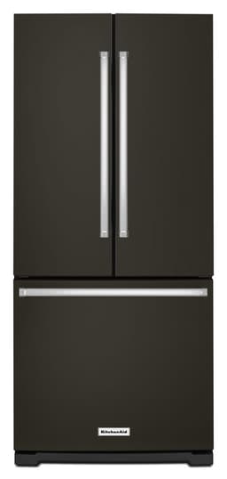 KitchenAid 20 Cu. Ft. 30 in. Width Standard Depth French Door Refrigerator w/ Interior Dispense in Black Stainless Steel KRFF300EBS | Fridge.com