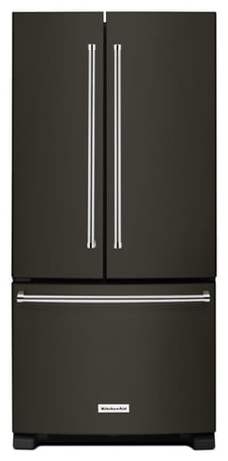 KitchenAid 22 Cu. Ft. 33 in. Width Standard Depth French Door Refrigerator w/ Interior Dispense & Printshield Finish in Black Stainless Steel KRFF302EBS | Fridge.com