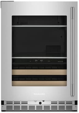 KitchenAid 24" Beverage Center w/ Glass Door & Wood-Front Racks in Stainless Finish KUBL524SPS | Fridge.com