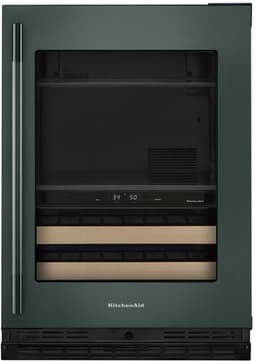KitchenAid 24" Beverage Center w/ Glass Door & Wood-Front Racks in Juniper KUBR524SJP | Fridge.com