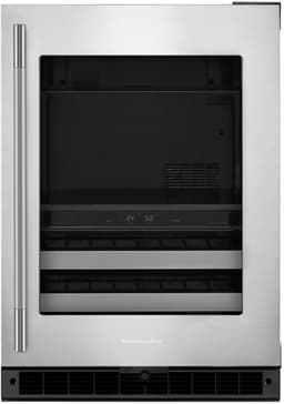KitchenAid 24" Beverage Center w/ Glass Door & Metal-Front Racks in Black Cabinet/Stainless Doors KUBR524SSB | Fridge.com