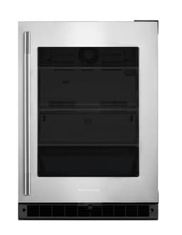 KitchenAid 24" Undercounter Refrigerator w/ Glass Door in Black Cabinet/Stainless Doors KURR324SSB | Fridge.com