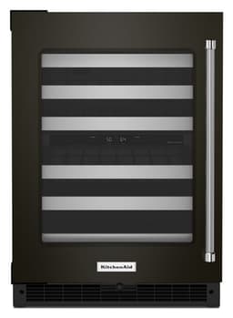 KitchenAid 24" Undercounter Wine Cellar w/ Glass Door & Metal-Front Racks in Steel KUWL314KBS | Fridge.com