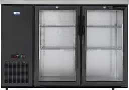 KoolMore 47 in. Commercial Two Glass Door Back Bar Refrigerator Cooler for Beer Bottle & Can Storage with Side Condenser and Compressor, LED Lighting, 11 Cu. Ft. Capacity, ETL Listed in Black | Fridge.com