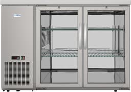 KoolMore 47 in. Commercial Two Glass Door Back Bar Refrigerator Cooler for Beer Bottle & Can Storage with Side Condenser and Compressor, LED Lighting, 11 Cu. Ft. and ETL Listed in Stainless Steel | Fridge.com
