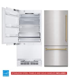 36 in. 19.8 cu ft. Built-In Bottom Freezer Refrigerator In Custom Panel Ready - Stainless Steel Panels And Gold Handles Included | Fridge.com